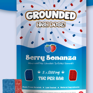 Grounded High Dose THC Edibles - 2000mg THC - Berry Bonanza (2 x 1000mg)